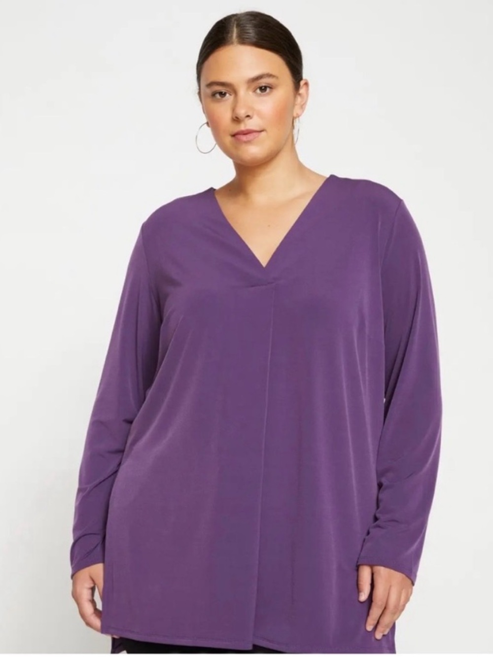 Universal Standard Column Purple V-Neck Long Sleeve Tunic in size XS